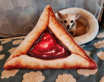 Purim Hamentashen Pillow, Custom Shaped Pillows for Home Decor, Unique Purim Gift & Holiday Decor Cushion