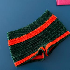 Crochet Mini Shorts Green & Orange | Cute  Shorts | University of Miami | Low Waisted Mini Shorts | School Spirit Outfit
