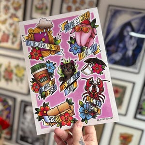 Friends tattoo flash sheet A4