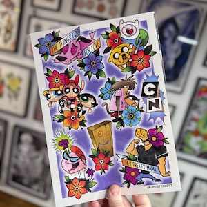 Impresión de tatuaje flash de Cartoon Network A4