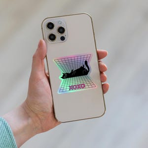 Chat mignon holographique. XOXO. Autocollants