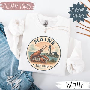 Maine Lobster Sweatshirt | Gildan 18000 Crewneck | Coastal Souvenir Sweater | New England Gift | Lobster Graphic Pullover | Vacation Gift