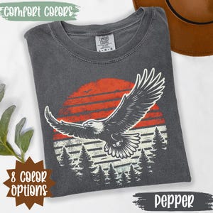 Bald Eagle Flying Comfort Colors T-Shirt | Vintage Patriotic Tee | Nature Wildlife Graphic Shirt | Soft Unisex Fit