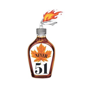 Never 51 Aufkleber, Ahornsirup Molotov Cocktail Kiss-Cut Vinyl-Aufkleber, perfekt für Kanadier, Handelskrieg, Hauptästhetik