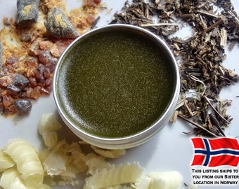 Pure Plantain Leaf Salve - 0.5 or 1.0fl oz. - Groblad - wildcrafted, herbal ingredients, handmade - Plantago major - Ships from Norway
