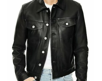 LEVI'S MADE & CRAFTED ブラックライダースジャケット Levi's Made & Crafted Black Leather Trucker Jacket – XS - Etsy
