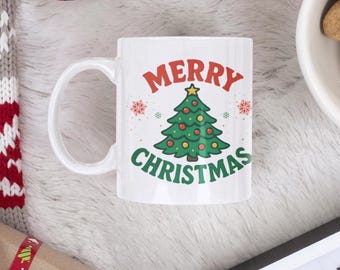 Taza de café Feliz Navidad: Diseño festivo vibrante