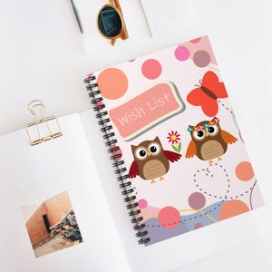 Owl-Themed Wish List Notebook - Cute Spiral Journal for Kids, Perfect for Gift-Giving, School, Organization, Dream Planning