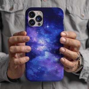 Blue Purple Galaxy Phone Case: Cosmic Space Design for iPhone, Samsung, Pixel