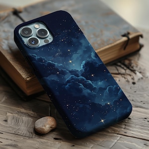 MagSafe Sparkling Stars iPhone Hülle, Nacht-Fantasie-blauer Himmel-Design