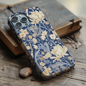 Blue Wildflower William Morris Style Phone Case for iPhone, Galaxy, Pixel