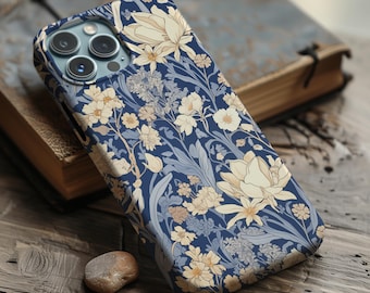 Blue Wildflower William Morris Style Phone Case for iPhone, Galaxy, Pixel