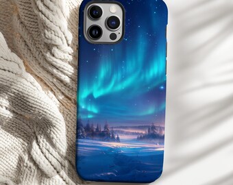 MagSafe Northern Lights Winter iPhone Case, Night Sky Scenery