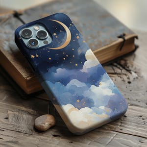 Sternen Mond Handyhülle: Watercolor Cloud Art Hülle für iPhone, Galaxy, Pixel