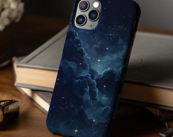 Sparkling Stars Night Sky Phone Case, Fantasy Blue Design for iPhone, Galaxy, Pixel