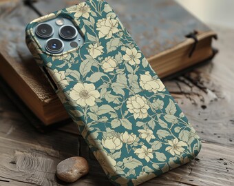 Green Wildflower Phone Case: William Morris Style Floral Art