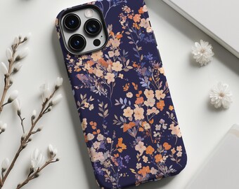 Dark Blue Floral Phone Case, William Morris Style Case for iPhone, Galaxy, Pixel
