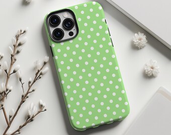 MagSafe Green Polka Dot Phone Case, Coquette Style for iPhone 17 16 15 14