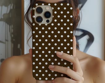 Brown Polka Dot Phone Case, Coquette Style for iPhone, Galaxy, Pixel