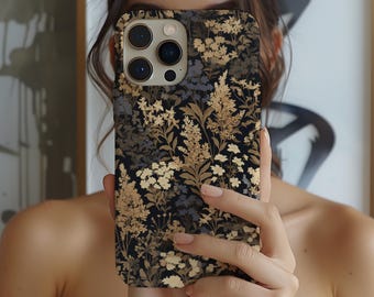 William Morris Wildflower iPhone 17 16 15 14 MagSafe Case, Dark Floral Art Design
