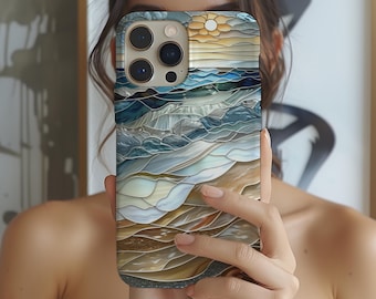MagSafe Stained Glass Ocean Waves Phone Case for iPhone