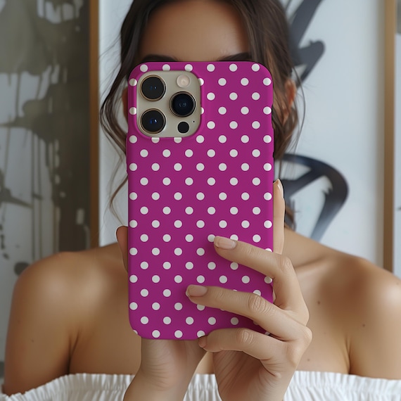 Magenta Pink Polka Dot Phone Case, Coquette Style for iPhone, Galaxy, Pixel