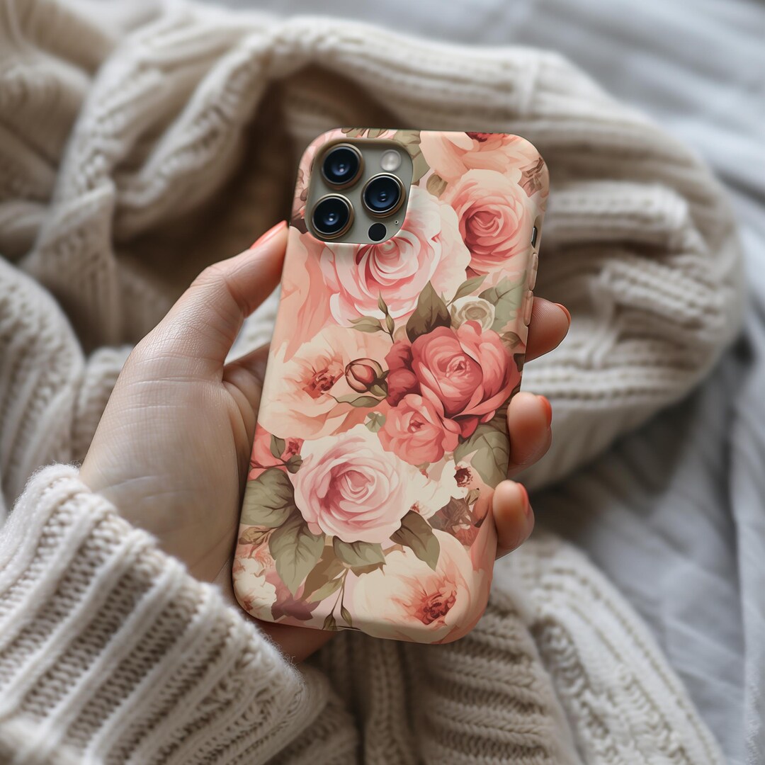 Floral Rose Phone Case: Pastel Pink Spring Design - Etsy