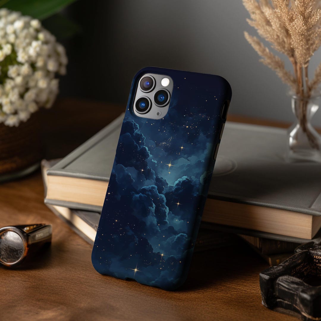 Sparkling Stars Night Sky Phone Case, Fantasy Blue Design for Iphone ...