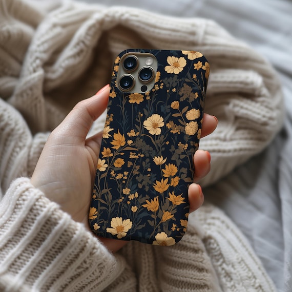 Wildflower William Morris Style MagSafe iPhone Case, Dark Floral Design