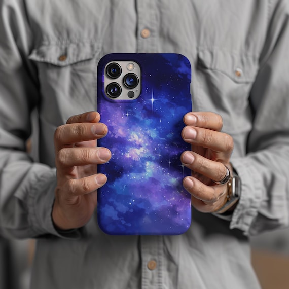 Blue Purple Galaxy Phone Case: Cosmic Space Design for iPhone, Samsung, Pixel