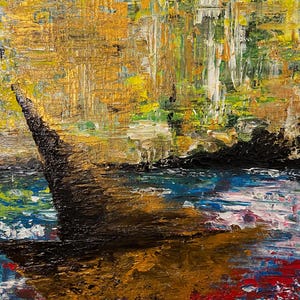 Bateau : Acrylique sur toile fait main, art italien, art contemporain, peinture faite main, original, art moderne