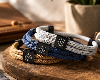 Pulsera de la amistad personalizada, pulsera de cuerda ajustable para mujeres y hombres, regalo de cumpleaños para él.