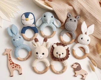 Regalo personalizado para baby shower, sonajero de madera personalizado con nombre, recuerdo grabado para bebé, regalo para recién nacido, juguete hecho a mano.