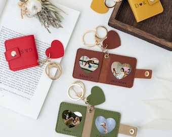 Llavero de piel con foto, regalo para hombre, llavero grabado con foto, regalo con foto, regalo de cumpleaños, regalo personalizado