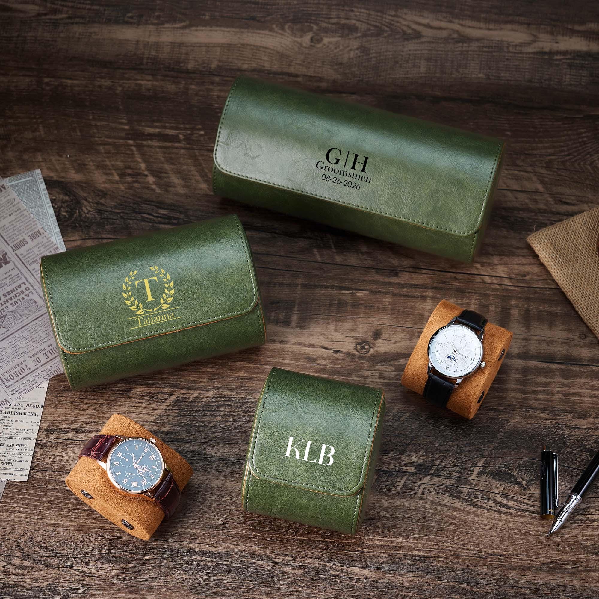 Personalized Leather Single Watch Case, Monogrammed Watch Roll, Travel ...