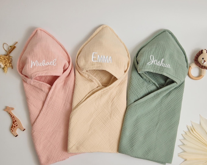 Personalized Hooded Bath Towel, Custom Baby Shower Gift for Boy or Girl, Soft Cotton Towel for Newborn, Personalized Keepsake, Baby Gift