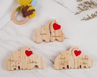 Custom Name Elephant Family Puzzle, Personalized Home Decor, Best Gift for Mom, Thoughtful Gift for New Home, Birthday, Family Reunion