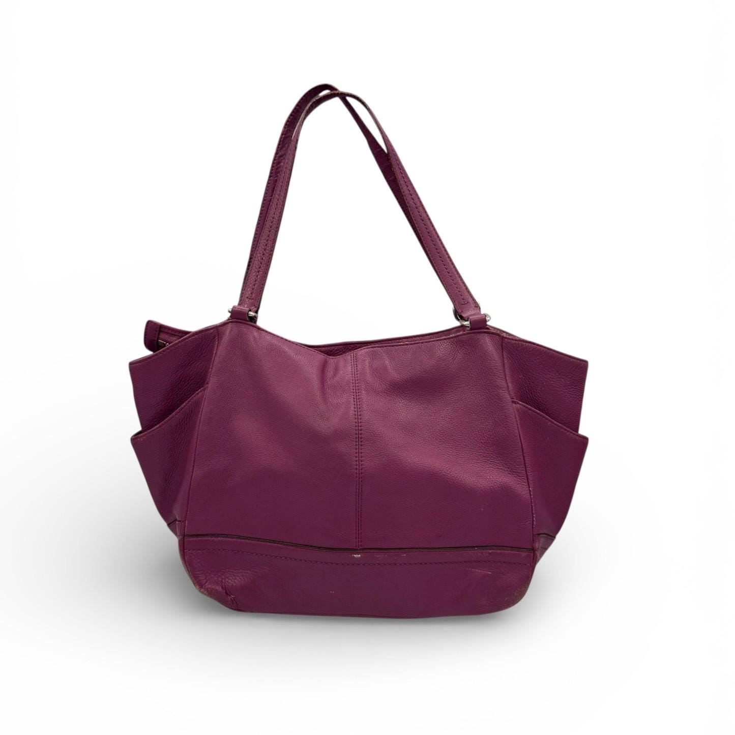 COACH Park Carrie Purple Pebbled Leather Tote Bag, Large Magenta