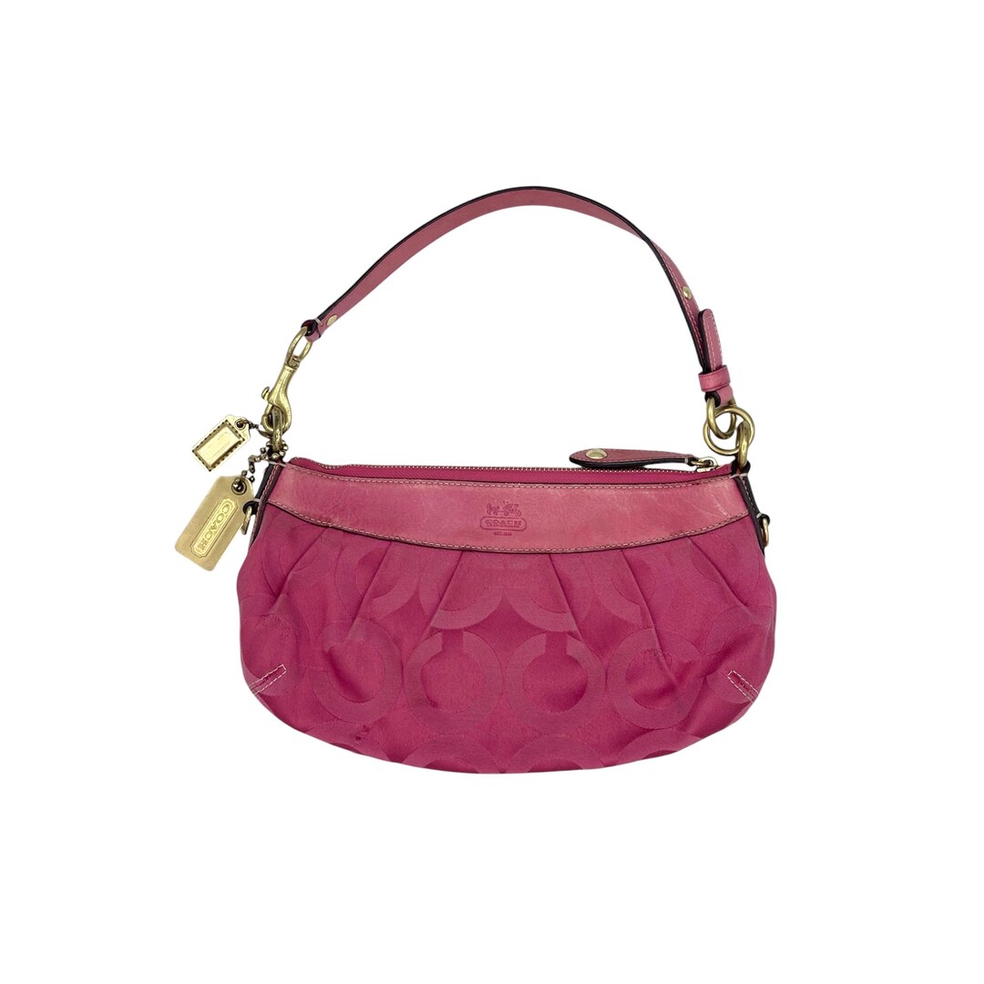 バッグ COACH Pink signature Soft Clip Hobo Bag COACH Pink signature Soft Clip Hobo Bag