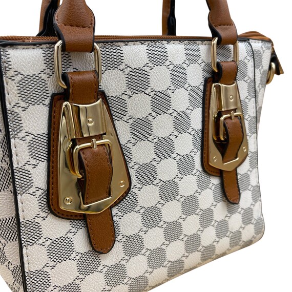 Chic Structured Checkered Pattern Top Handle Hand… - image 5
