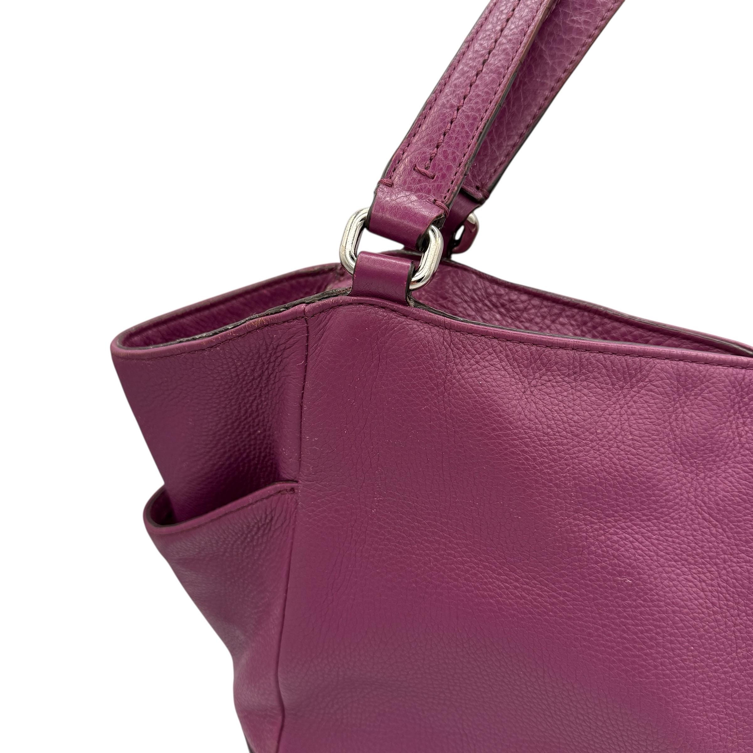 COACH Park Carrie Purple Pebbled Leather Tote Bag, Large Magenta