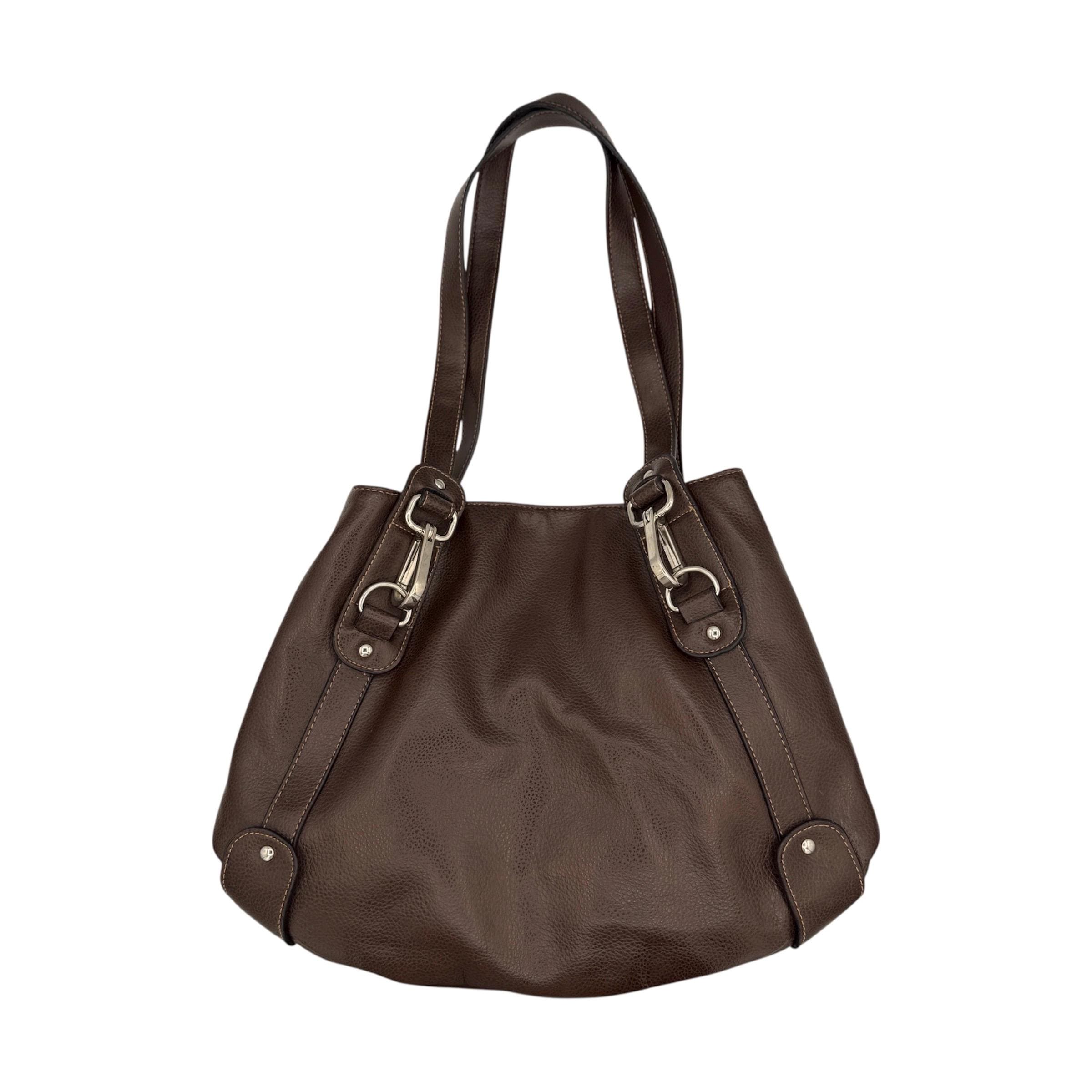 Brown Tote Bag With Silver Hardware