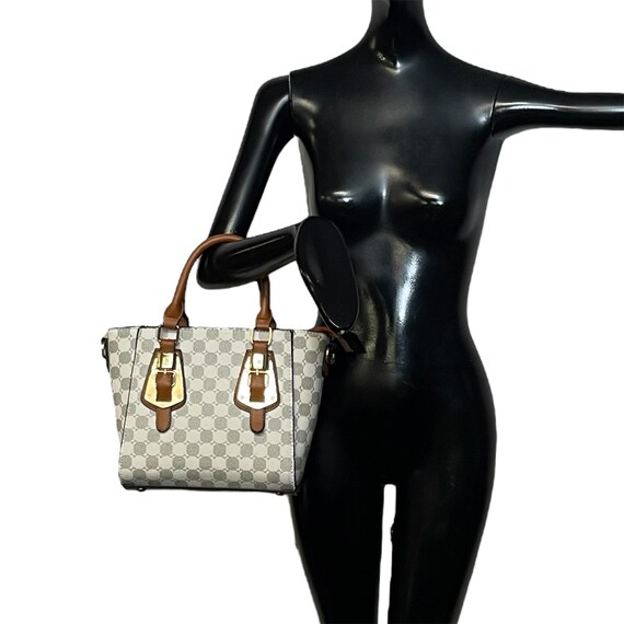 Chic Structured Checkered Pattern Top Handle Hand… - image 9