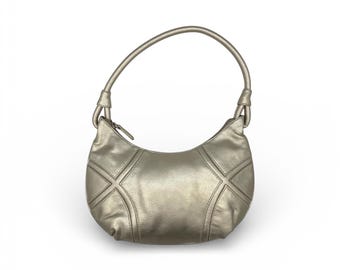 Silver Metallic Shoulder Bag, Y2K Pewter Hobo Purse, Small Chrome Aesthetic Handbag, 90s Handbag, Minimalist Silver Underarm Purse