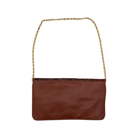 Vintage Brown Python Snake Print Leather Clutch B… - image 2