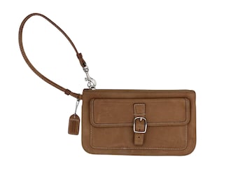 Coach Legacy Turn Lock Wristlet Brown Signature Canvas Burgundy