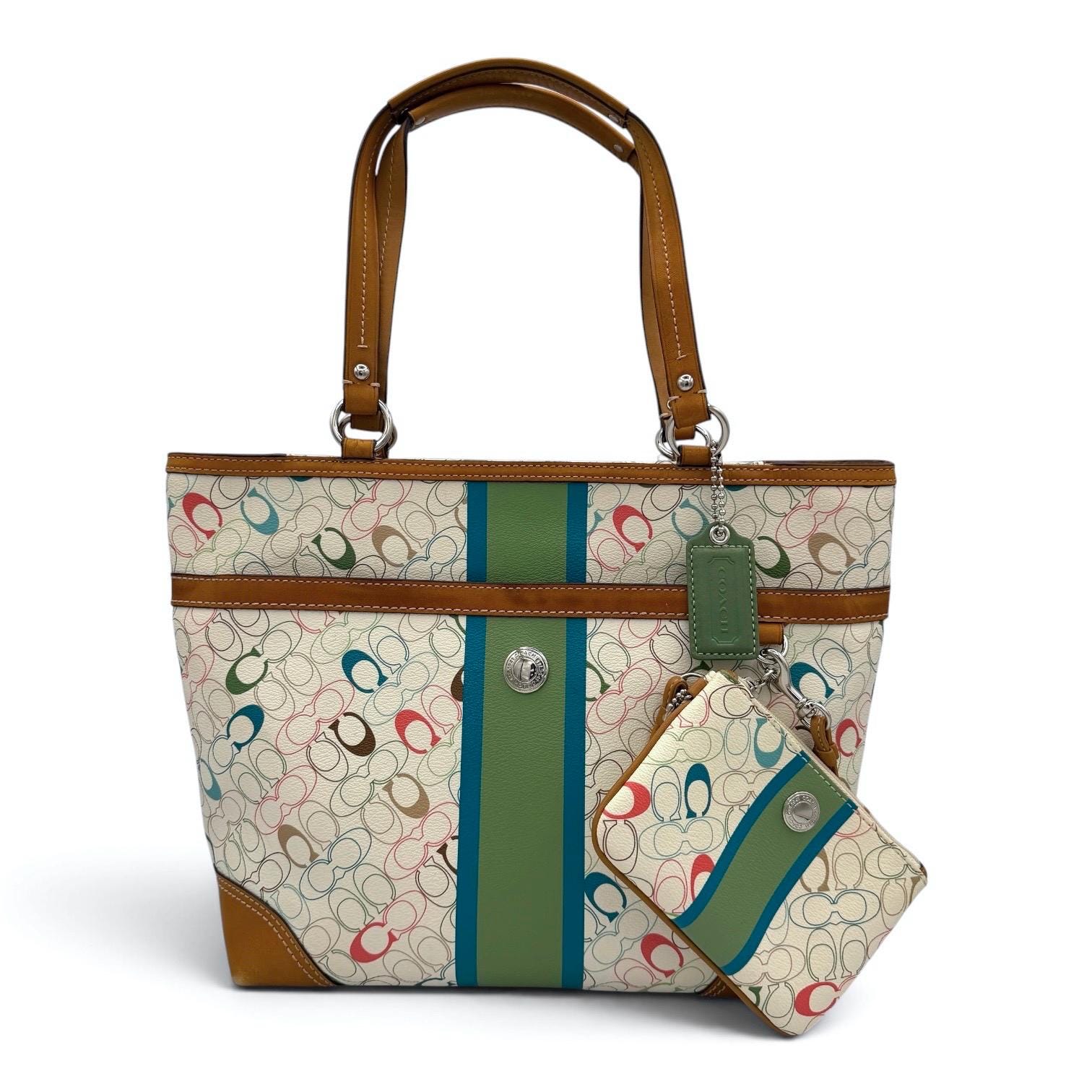Coach Signature Striped Handbags - Etsy