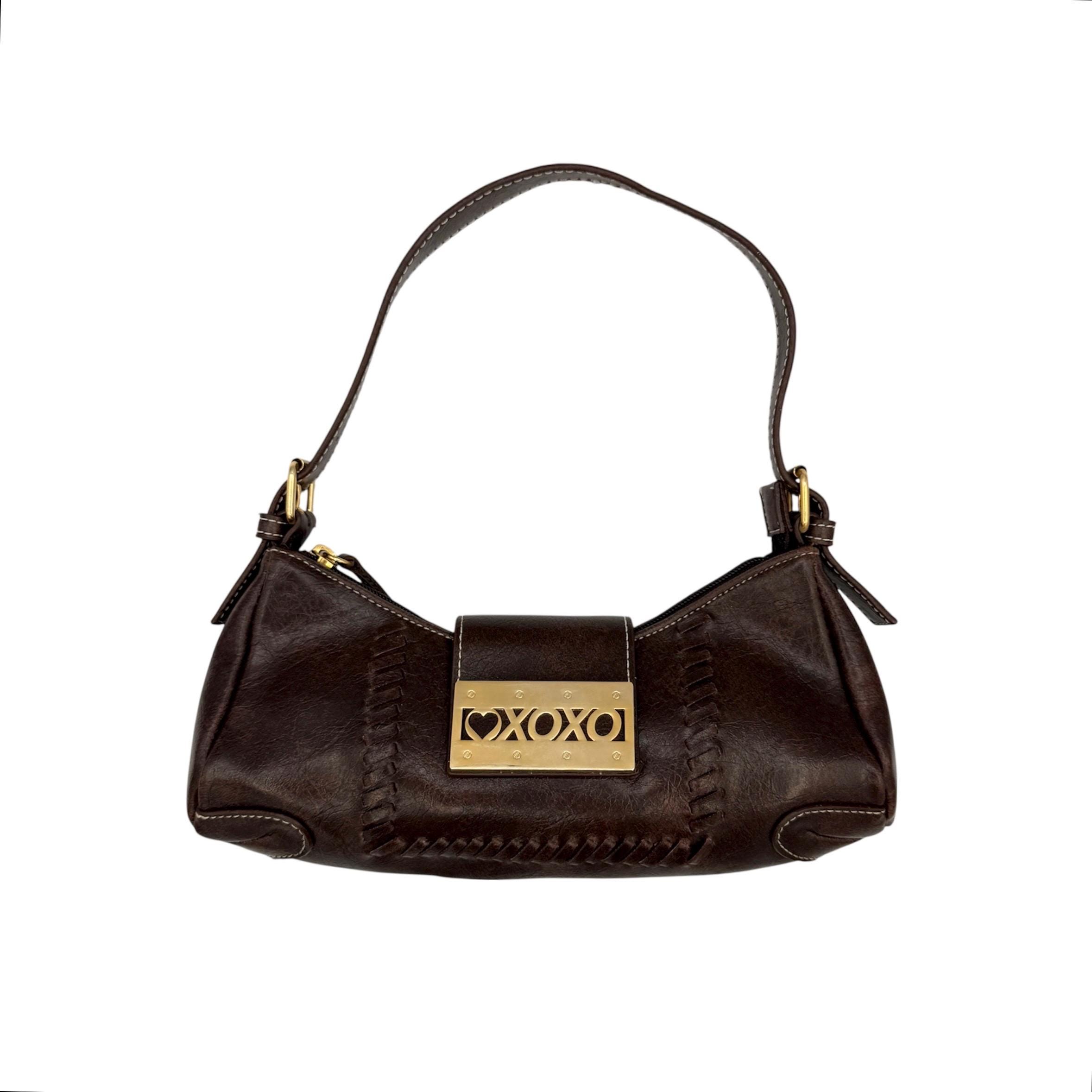 Vintage XOXO Handbag, Y2K Brown Faux Leather Baguette Purse, Small Vintage XOXO Handbag, Y2K Brown Faux Leather Baguette Purse, Small