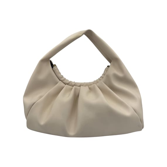 Minimalist Chic Pleated Cloud Cream Shoulder Bag, Soft Faux 