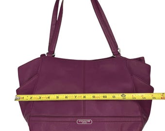 COACH Park Carrie Purple Pebbled Leather Tote Bag, Large Magenta